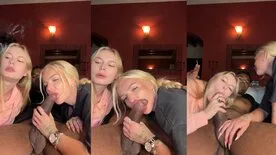 Pornô com loiras gostosas revezando a piroca do negão